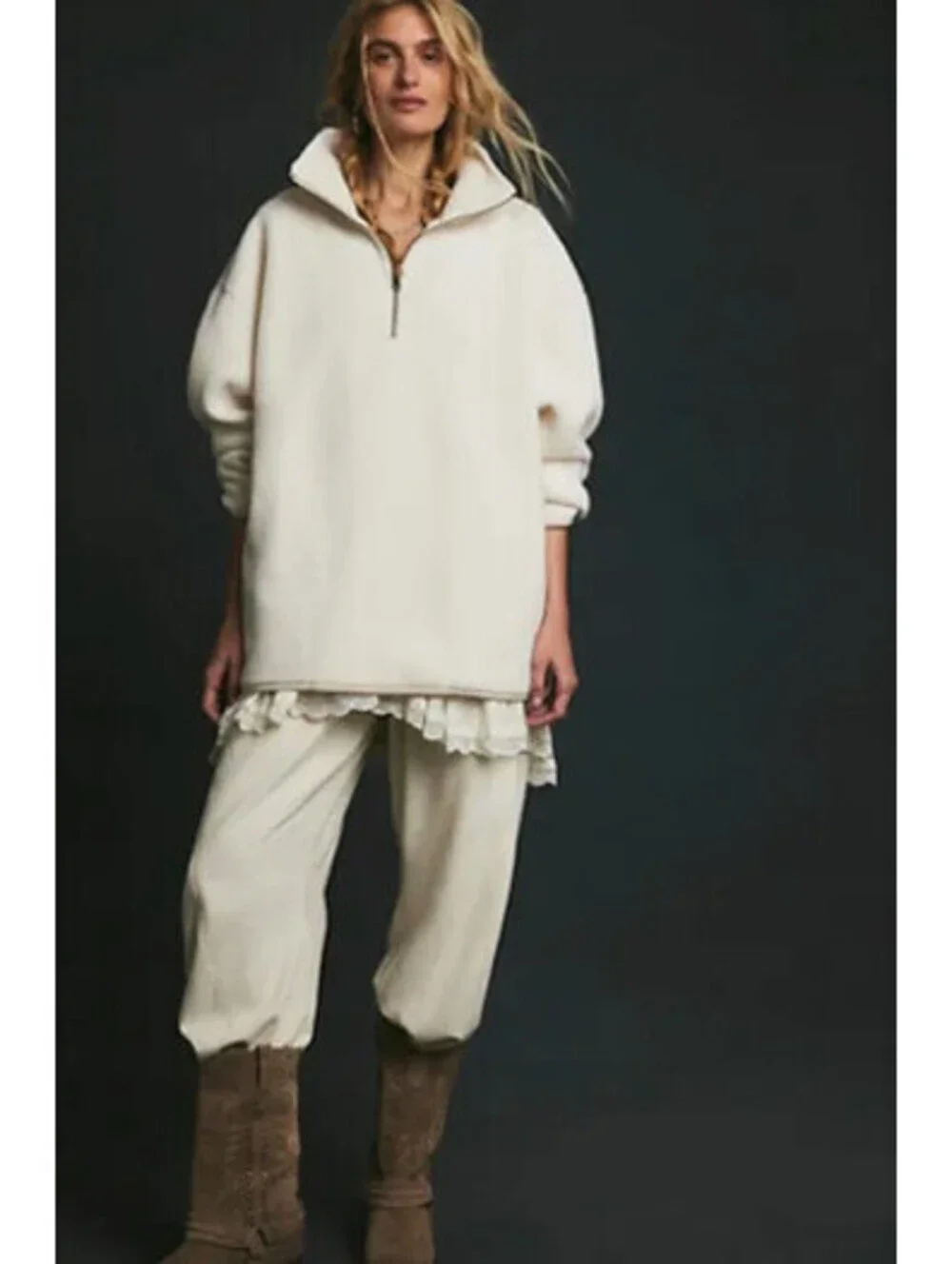 Free People Coco Faux Shearling Pullover Size S cream NWT